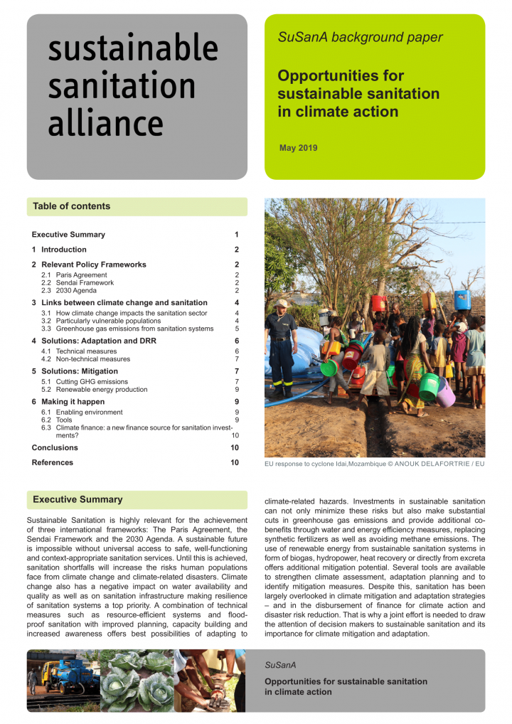 Opportunities for sustainable sanitation in climate action - Factsheet of Working Group 3